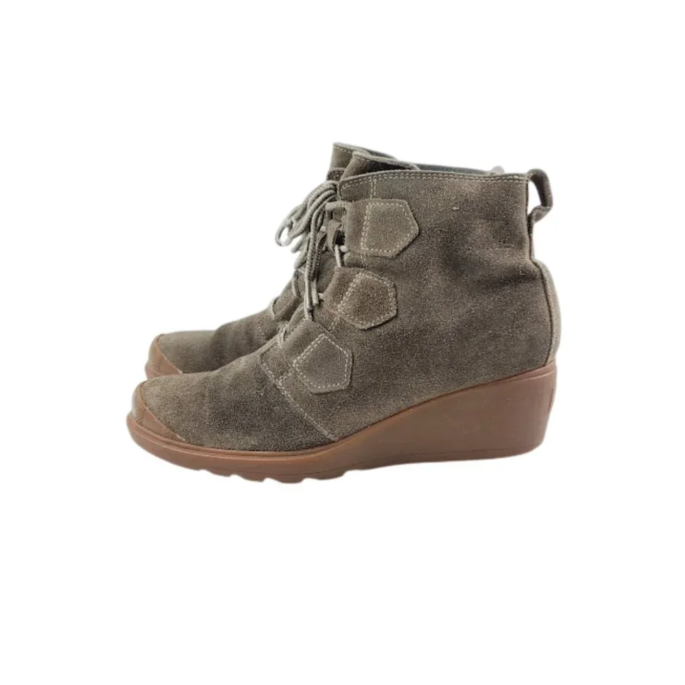 Sorel Women's Khaki Toronto Suede NL2115-245 Wedge Ankle Bootie Size 7.5